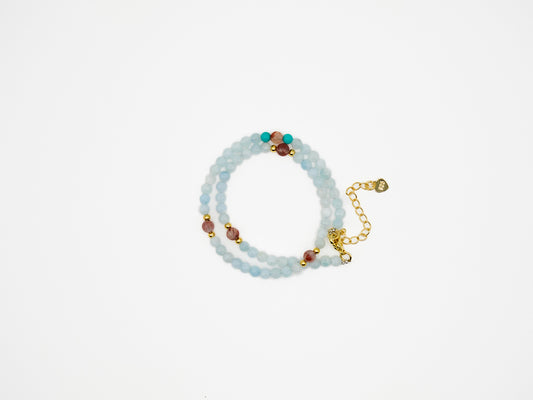 Aquamarine Double Ring Bracelet