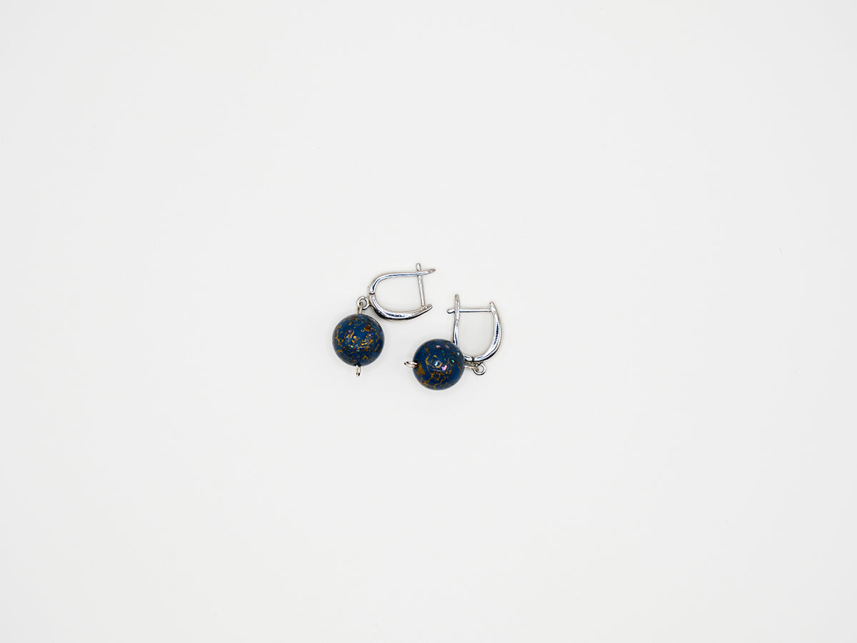 Intangible Cultural Craftsmanship Lacquer Bead Earrings Blue