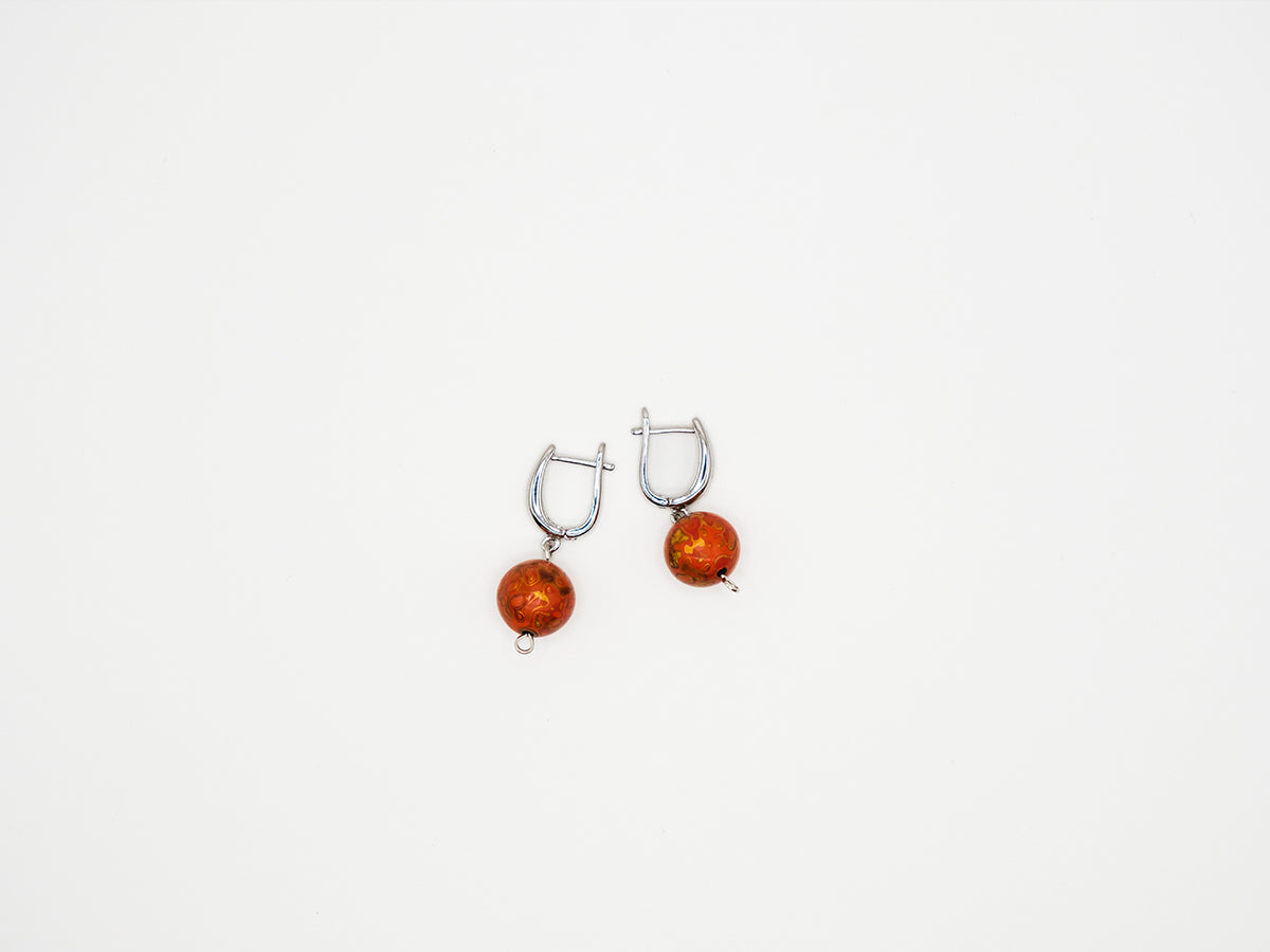 Intangible Cultural Craftsmanship Lacquer Bead Earrings Red